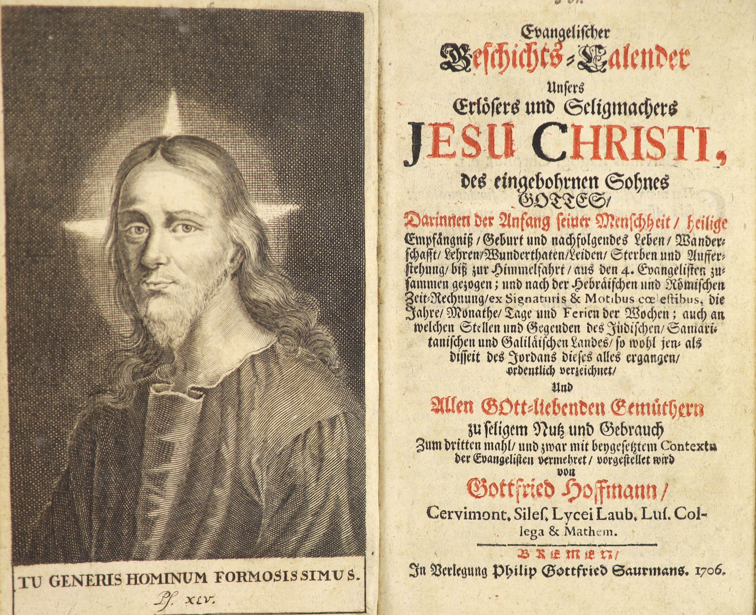 Hoffman, Gottfried. Evangelischer Geschichts - Calender unfers Erlosers und Seligmachers Jesu Christi ...